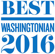 The image displays a graphic with text that reads  BEST WASHINGTONIAN 2016  along with other text elements, set against a blue background with white and light blue accents. The style of the image suggests it may be an award or recognition for an individual or entity associated with Washington state in 2016.