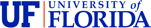 The image shows a logo with the text  UNIVERSITY OF FLORIDA  prominently displayed, along with the state name  FLORIDA  at the bottom.